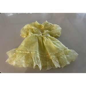 VTG Yellow Party Dress Lace Frilly Fussy Pageant Pleats Stars‎ For Girls 3T
